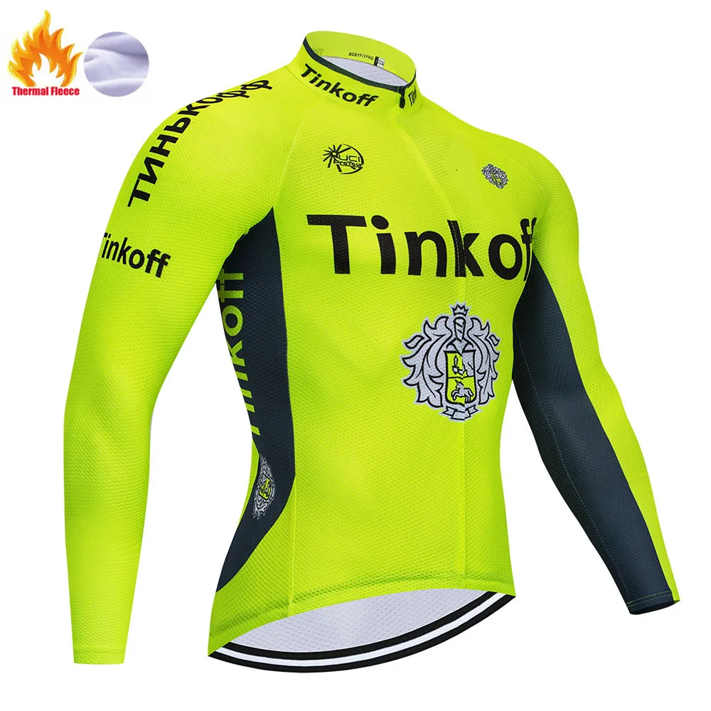Tinkoff команда Велоспорт Джерси 9D велосипед брюки набор Ropa Ciclismo мужские зимние термо флис pro трикотаж для велосипедистов Maillot wea - Цвет: Winter jersey