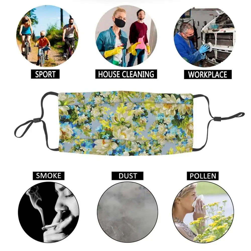 

Yellow Flowers Face Mask Washable Reusable Mouth Masks for Men Women