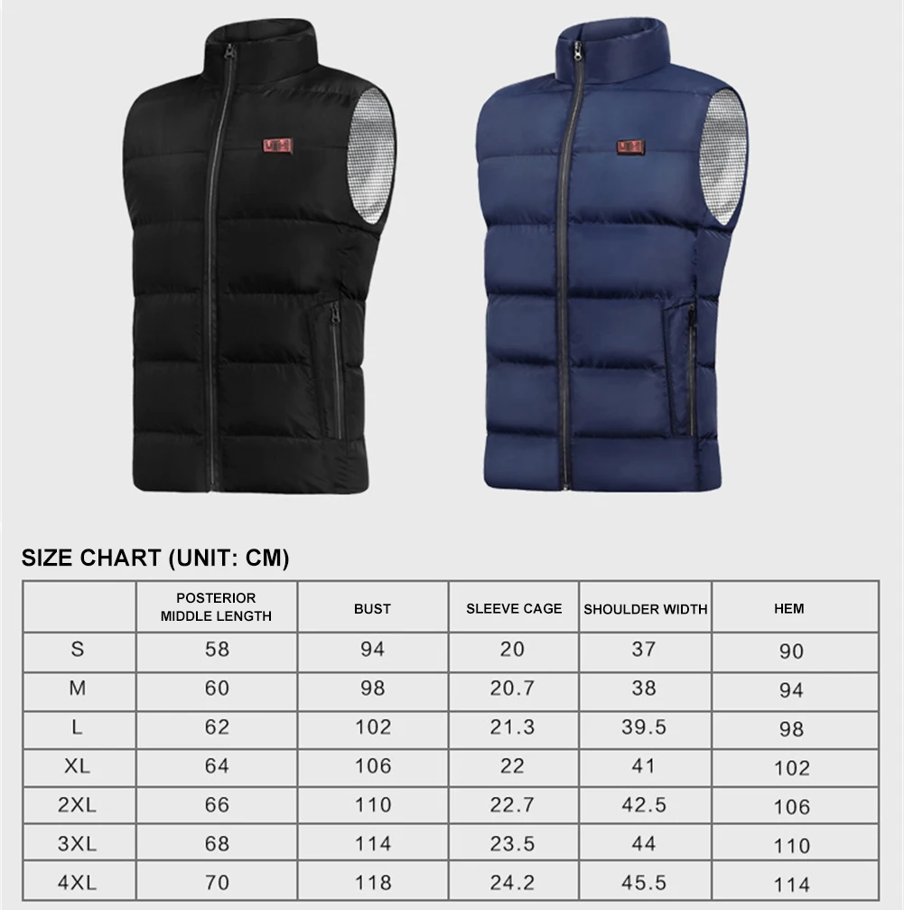 

New Intelligent Heating Vest Men's And Women's Nine Piece Charging Heating Vest USB Dual Control Down Cotton Heating Vest