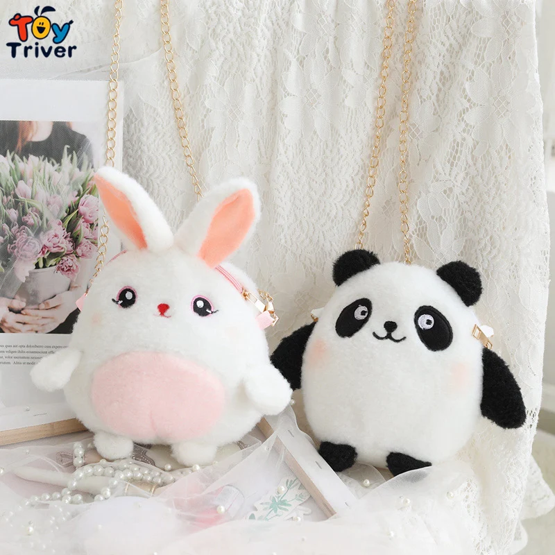 

Kawaii Mini Panda Rabbit Bunny Coin Purse CrossBody Shoulder Small Bag Plush Toys Kids Children Girls Women Cute Bithday Gifts
