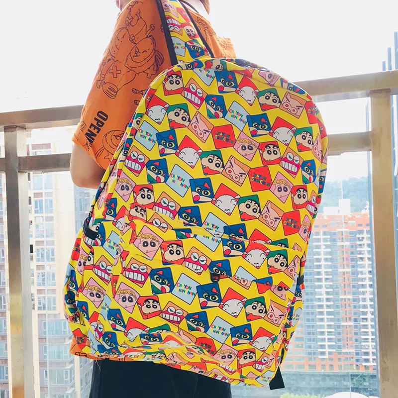 350g Cute Crayon Shin-chan Cartoon Canvas Backpack Travel Plush Kitty Bag