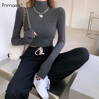 primaxis bodysuit women high level collar t shirt female clothing long sleeve sexy crop top fairy grunge top female vintage