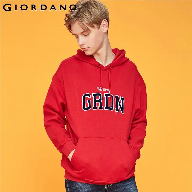 Giordano мужской свитшот кенгуру с капюшоном и длинными рукавами, с печатным принтом GRDN на груди