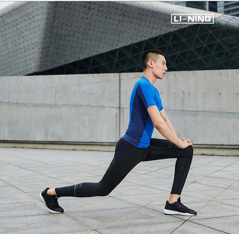 Li-Ning мужские тренировочные серии базовый слой плотно прилегающие 88% нейлон 12% спандекс подкладка фитнес эластичные спортивные штаны AULP049 MKY517