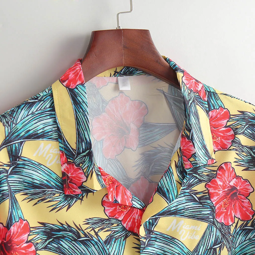

Men's Plus Size Summer Fashion Shirt Casual Lapel Print Short Sleeve Casual Shirts Turn Down Collar Beach Holiday Thin Blouse