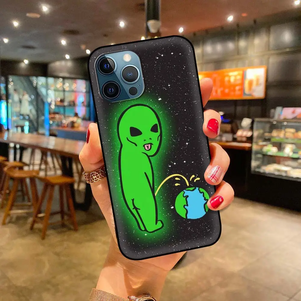 

Cute Cartoon Alien Space Soft Luxury Phone Case for Iphone 11 12 Pro Max Mini SE XR X XS 8 7 6 5 5c Plus Back Cover Coque Fundas