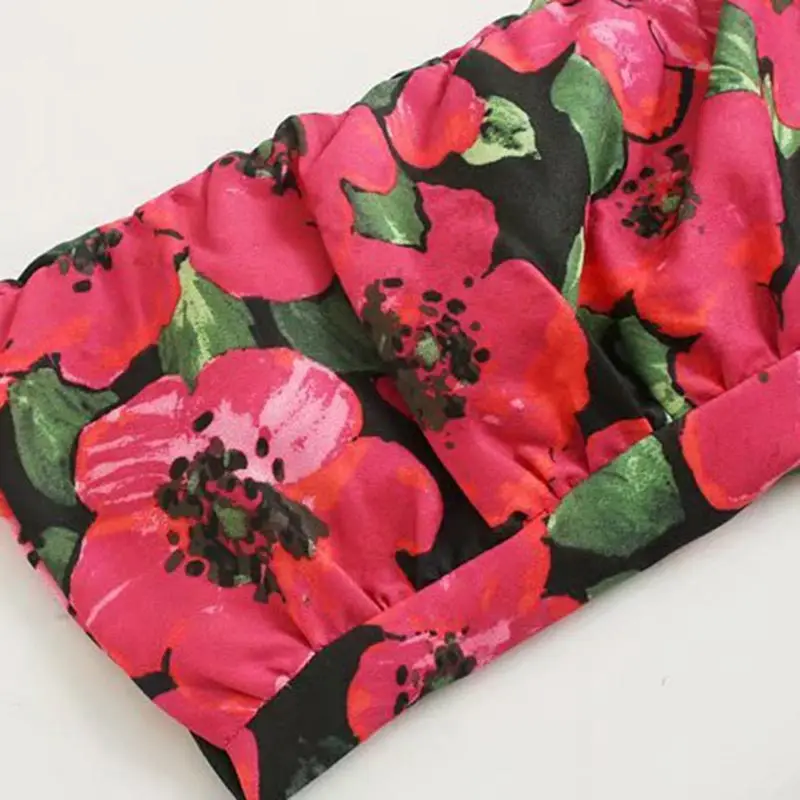 Za женское элегантное винтажное мини платье с цветочным принтом и длинным рукавом