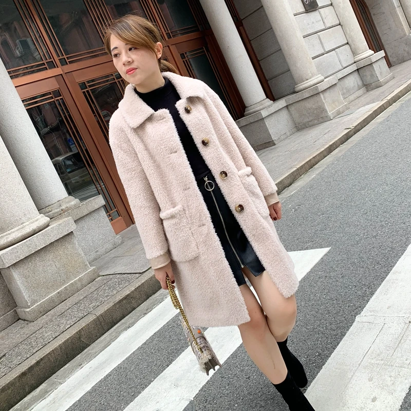 

Women New 2020 Winter Real Wool Fur Coat Female Genuine Sheep Shearling Jacket Lady Clothes Vintage Lambswool Fur Outerwear A72