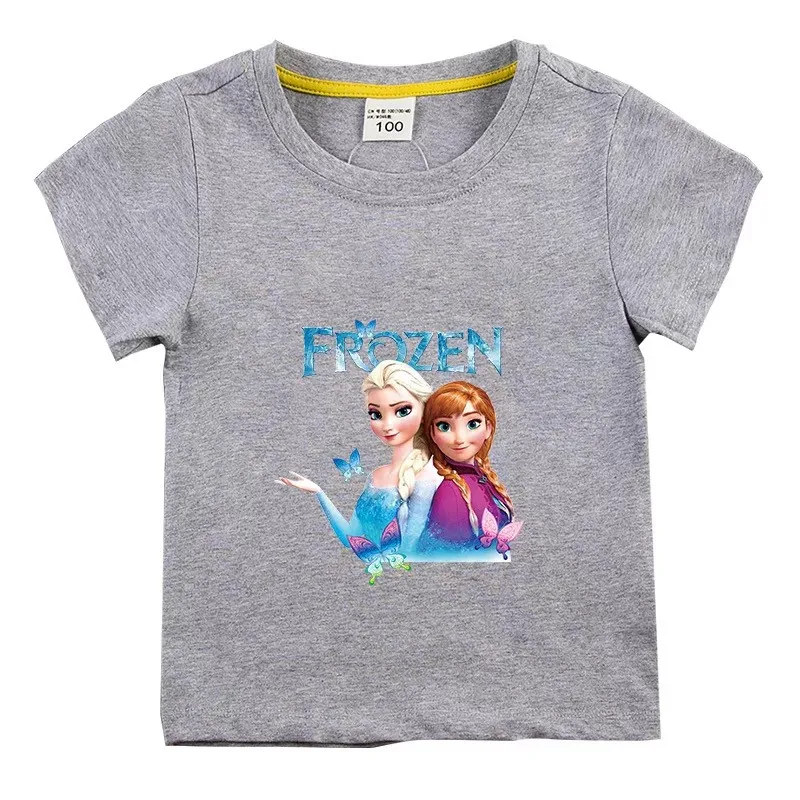 Новинка летняя футболка с мультяшным героем Диснея Холодное сердце Анна Эльза
