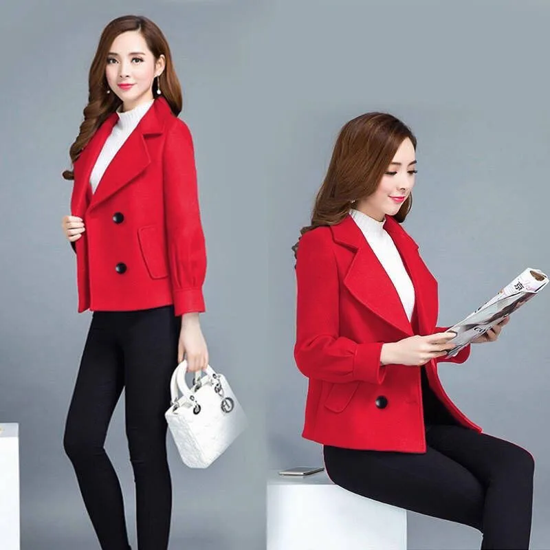 

2020 new wool coat women autumn and winter short paragraph large size loose
