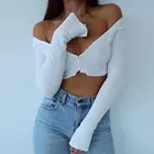 Женский укороченный топ с завязкой спереди болеро, вязаный свитер с длинным рукавом, черный осенний кардиган, Теплый мягкий свитер, топы