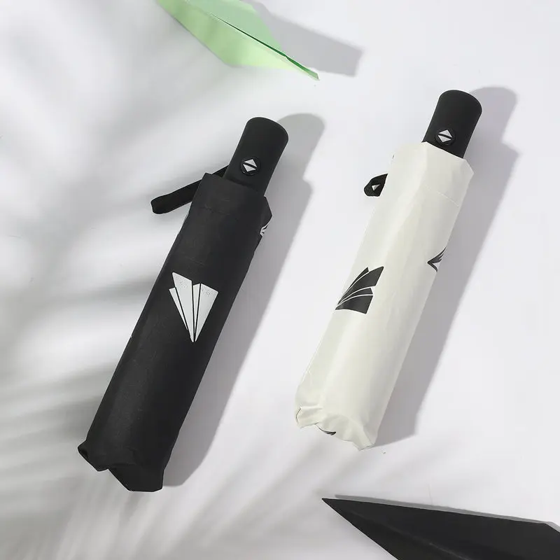 Fully-Automatic Pongee Sun Rain Umbrella anti Wind UV proof Three Folding Solid Color Sunshade man women | Дом и сад