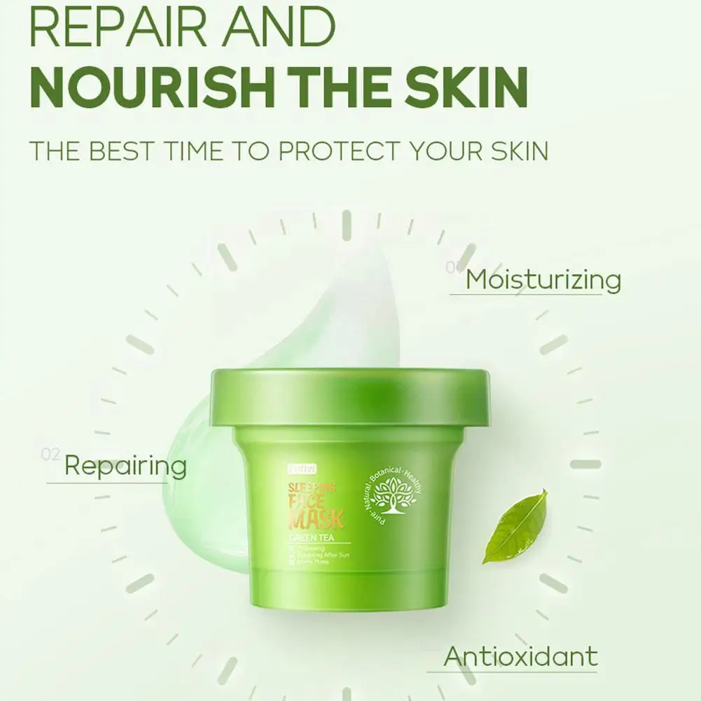 

100g Green Tea Face Moisturizing Brighten Skin Nourishing Care Wash-free Sleeping Beauty Skin Oil Control Z8y4