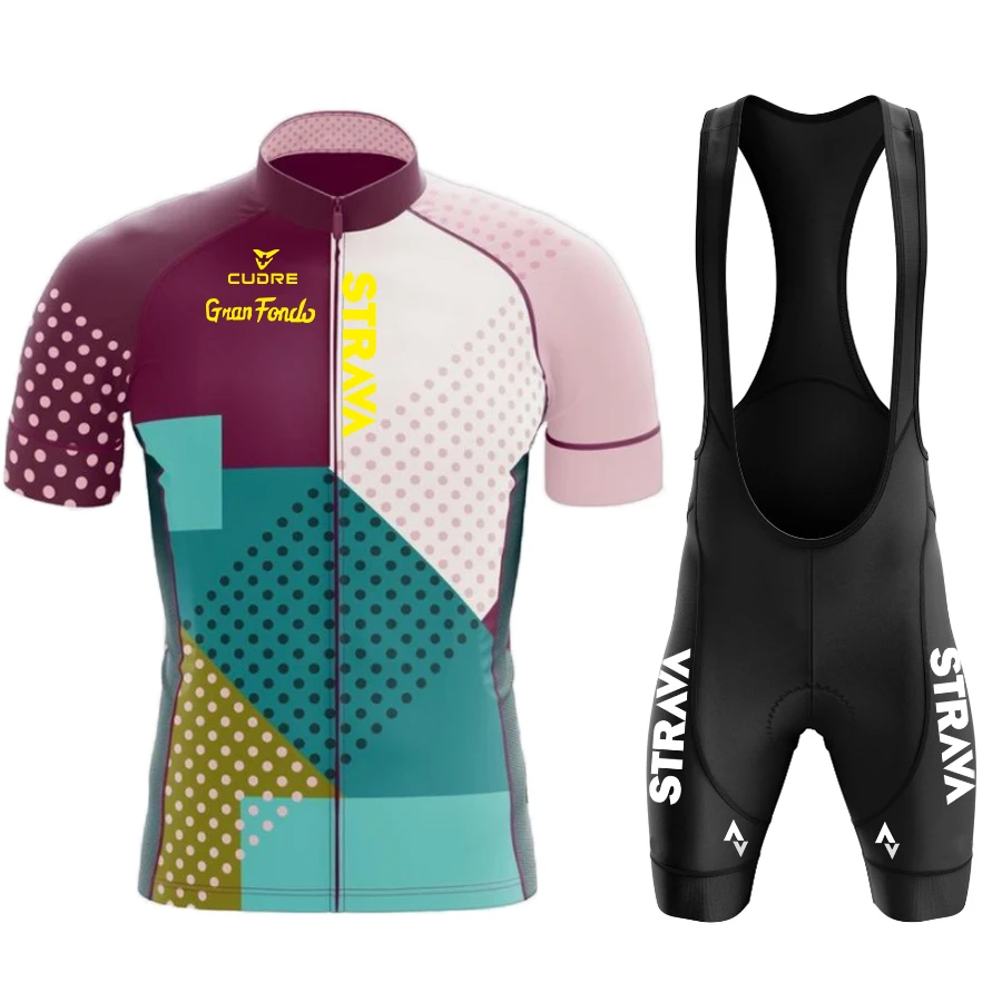 

2022 STRAVA Mens Team Cycling Bike Jersey Summer Cycling Jersey Bib Shorts Set Race Bicycle Jersey Ropa Maillot Ciclismo