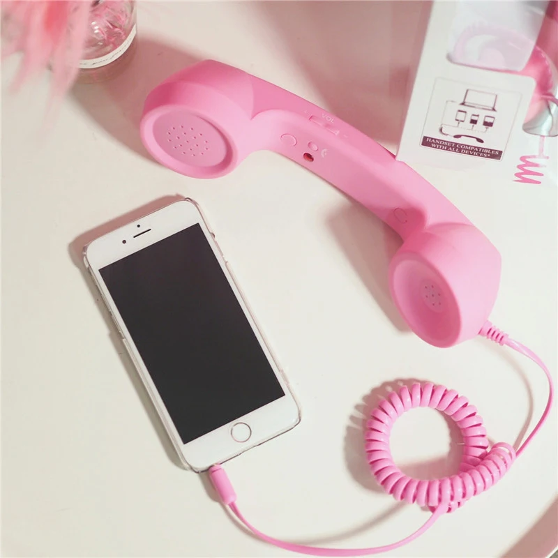 

Retro Telephone Handsets 3.5mm Radiation-proof Mic Cell Phone Handset Receiver For iPhone Classic Headphone Microphone 10 Colors