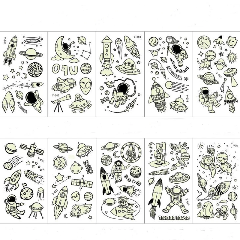 10 шт./партия милый космический корабль ракета космонавт Татуировка наклейка s