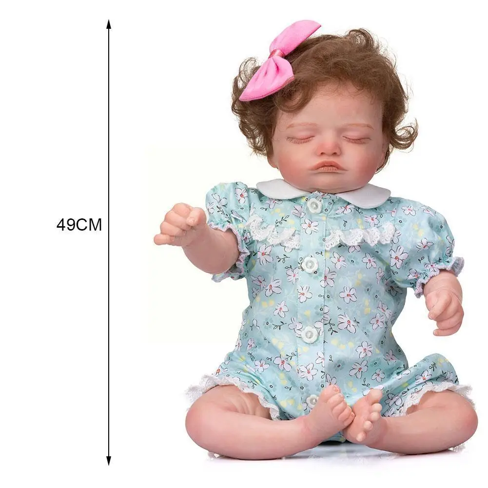 

19 Inch Soft Silicone Cute Assembled Rebirth Dolls Blue Bow With Kit Baby Gift 49CM Realistic Christmas Clothes Reborn Toys K7Y8