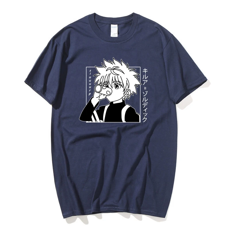 

Kawaii Hunter X Hunter T-shirt men's short sleeve Killua Zoldyck T-shirt O-neck fitted soft cotton anime print T-shirt