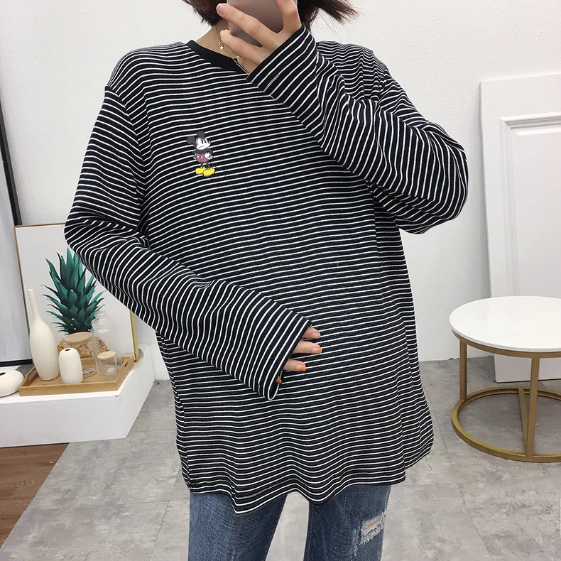 Новинка 2019 стильная футболка с длинным рукавом для беременных женщин Одежда в