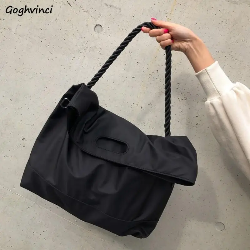 

Retro Large Capacity Shoulder Bags Black Zipper Travel Multi-function Crossbody Chic Portable Handbags Bodybuilding High Street