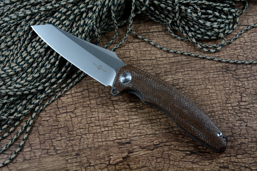 Складной нож TWOSUN Flipper быстрооткрывающийся Карманный клинок из сатина рукоятка G10