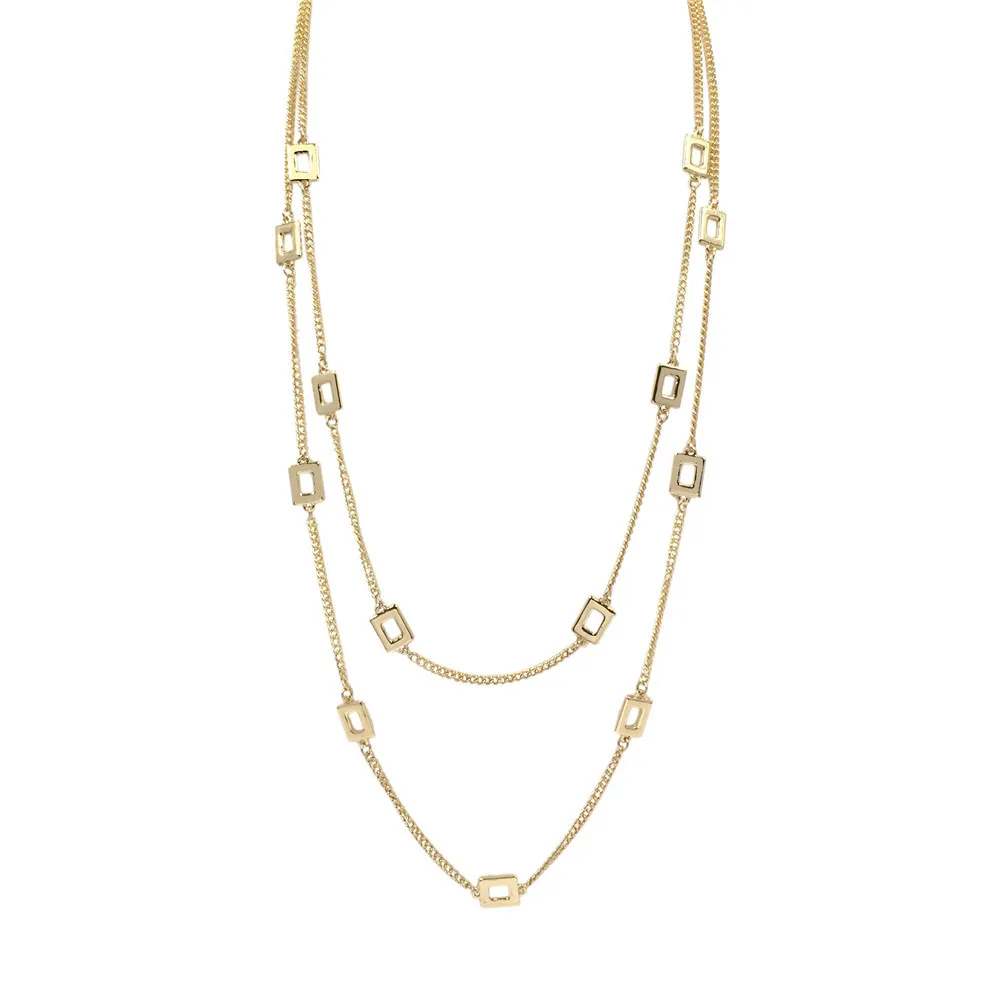 

Многослойное ожерелье высокого качества, модная цепочка золотого цвета с квадратными цепочками для женщин, ювелирные изделия дружбы