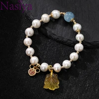 nasiya pearl amber beeswax bead 10mm bracelet fine jewelry charm bracelet for women luxury exquisite bangles accessories gift