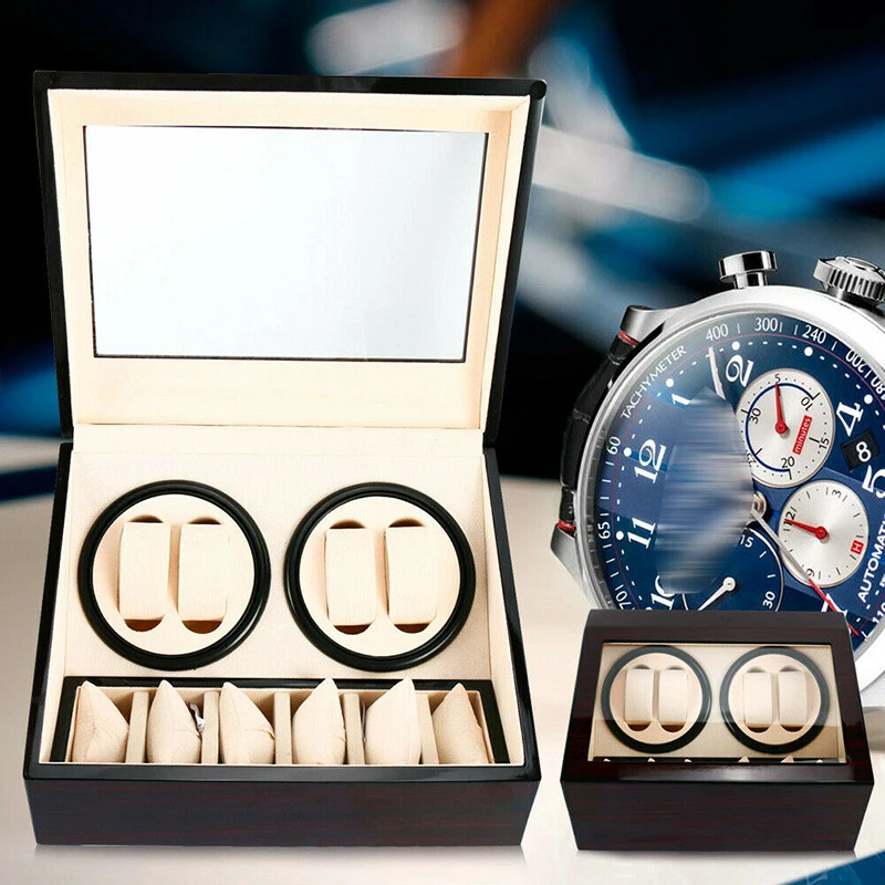 Автоматическая намотка для часов 4 + 6 деревянная коробка с блоком питания