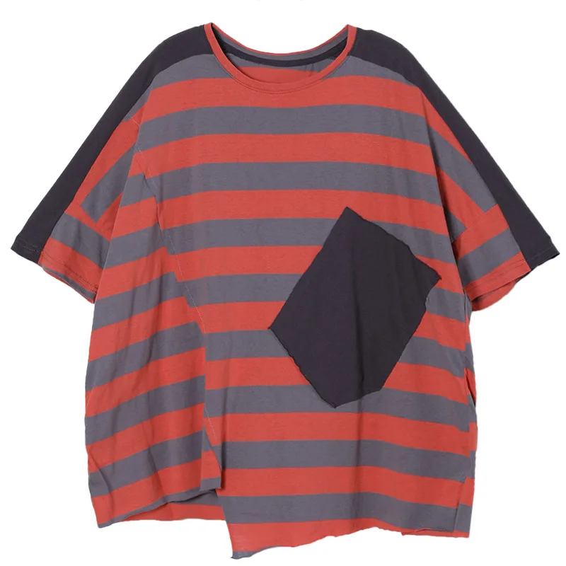 

Max LuLu Korean 2021 Irregular Design Summer Ladies Striped Patchwork T-shirts Girls Punk Style Casual Tee Women Oversized Tops