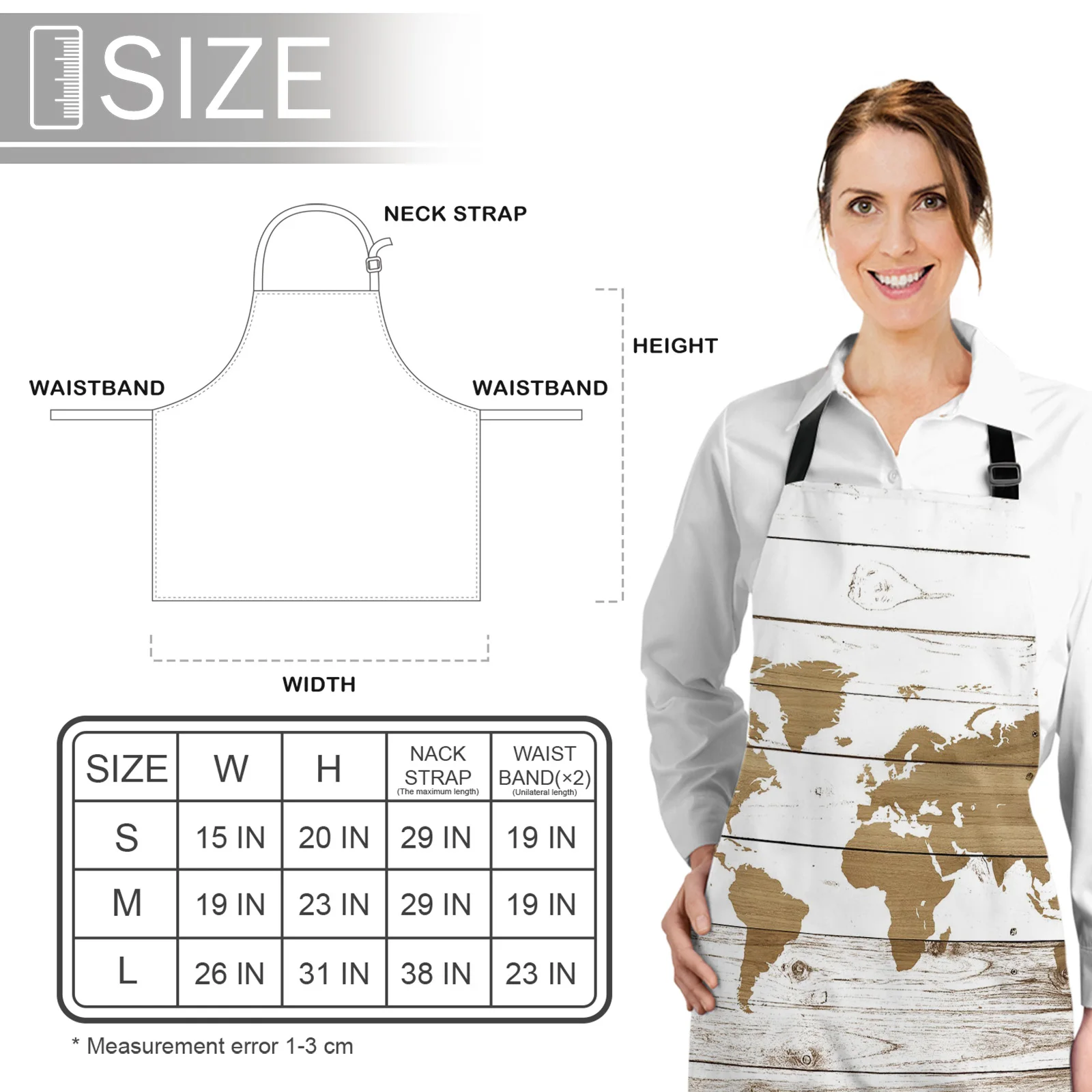 

Vintage Wooden Texture World Map Printed Kitchen Cooking Baking Aprons Canvas Sleeveless For Women Man Kids Home Delantal Cocina