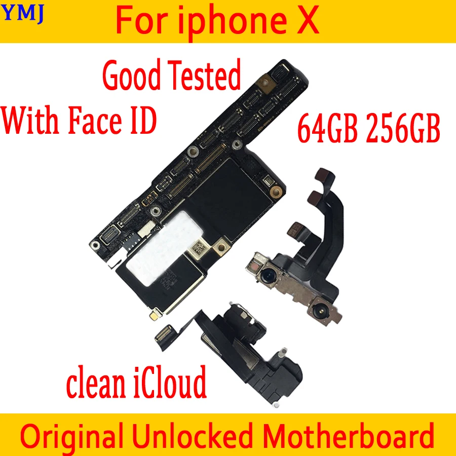 Для iphone X Оригинальная разблокированная материнская плата с/без лица ID с полным