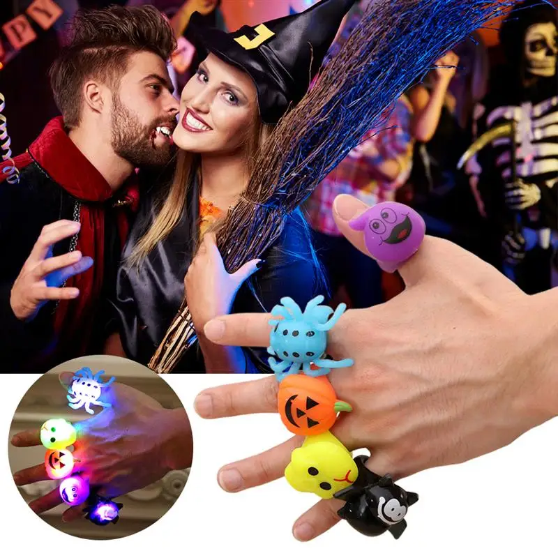 

5pcs Cute Flashing Rings Luminous Toys For Kids Cartoon Led Light Finger Glowing Toys Baby Girl Birthday Gift LED Light Up Toy