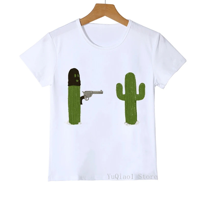 

Robber Cactus Tshirt Boy'S Funny Graphic T Shirts Summer 2021 Kids Clothing Toddler Teen Girl T-Shirt White Top Clothes 3-13Y
