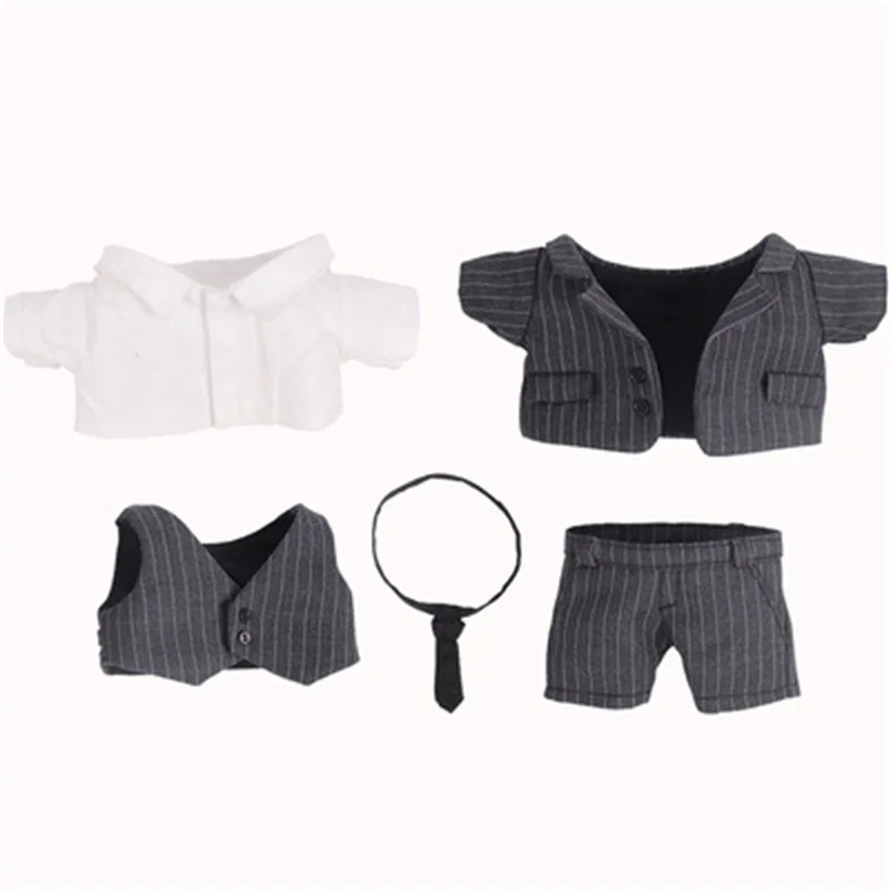 Ropa de mu&ntilde;eca de felpa de 20cm, traje a rayas de cinco piezas, ropa occidental de estrellas EXO, accesorios para mu&ntilde;ecas de 20CM-1