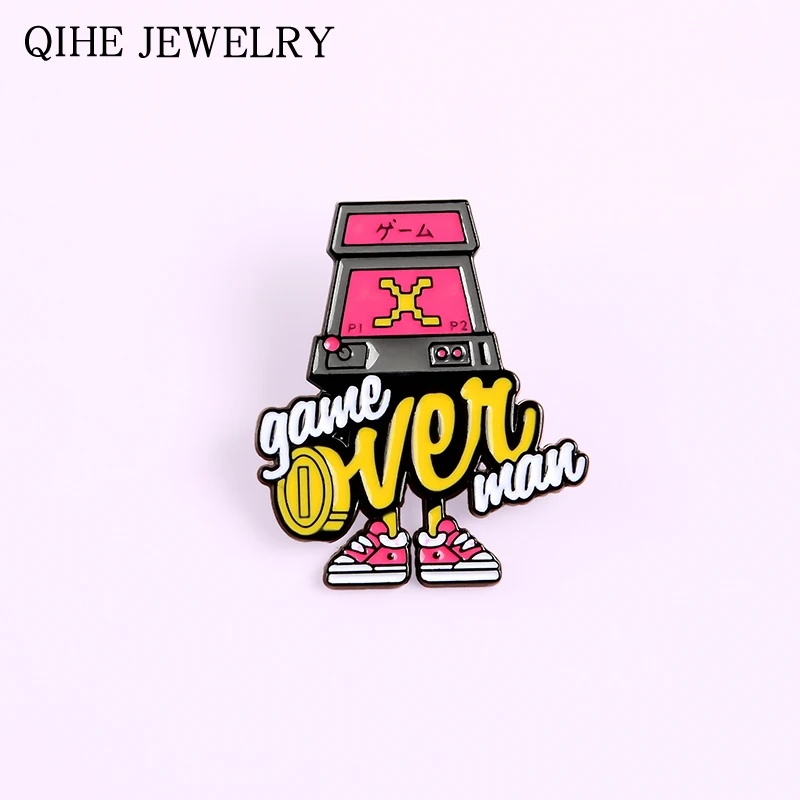 Игры Over человек медной пряжкой с персонажами мультфильмов и Игр Робот брошь