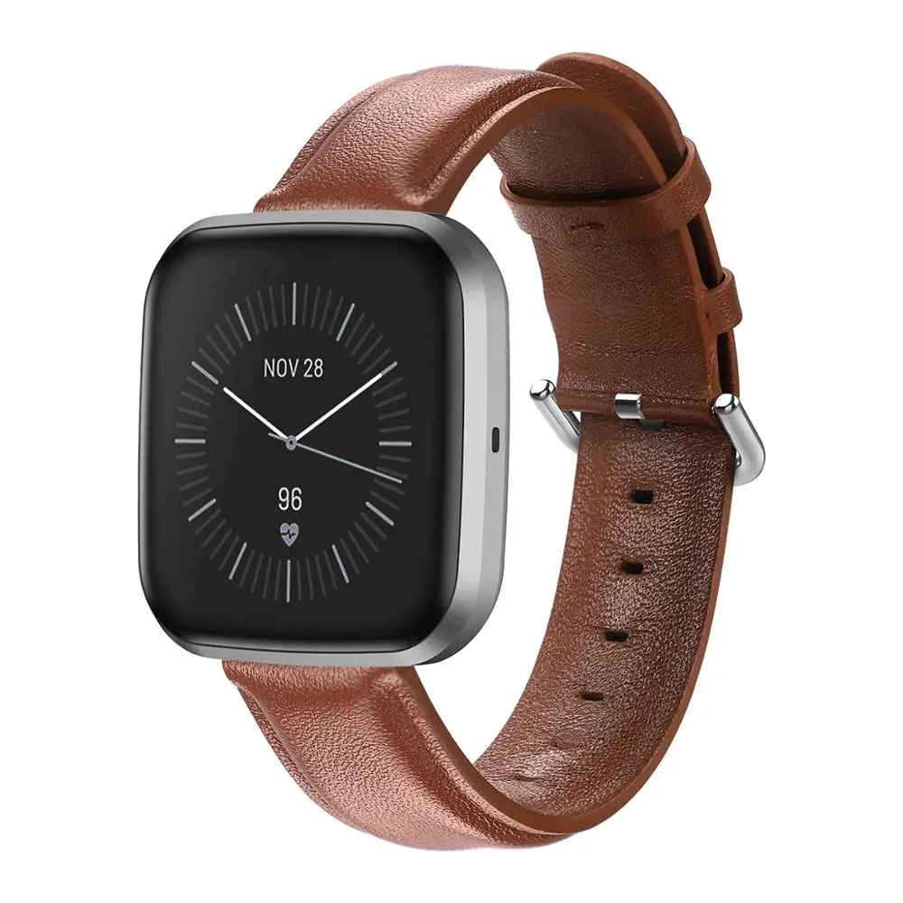 Премиум пота кожаный ремешок Замена для Fitbit Versa/versa 2 Смарт часы браслет ремешок