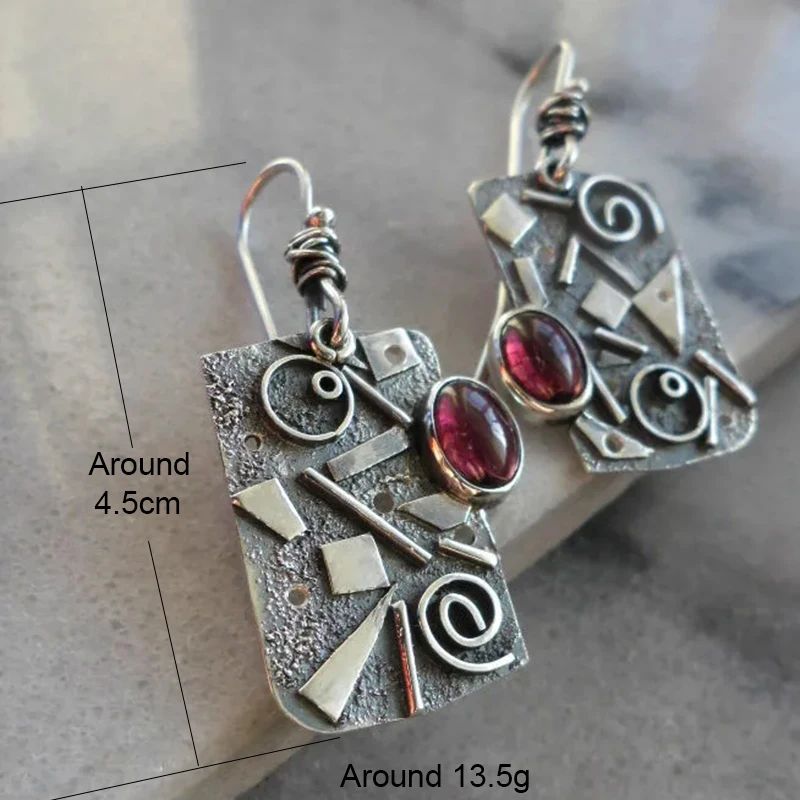 Этнические геометрические металлические серьги для женщин индийские Ретро