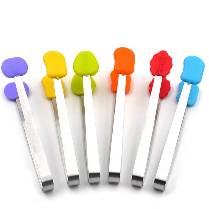 Силиконовые кухонные щипцы для сервировки салата и барбекю ручка из нержавеющей