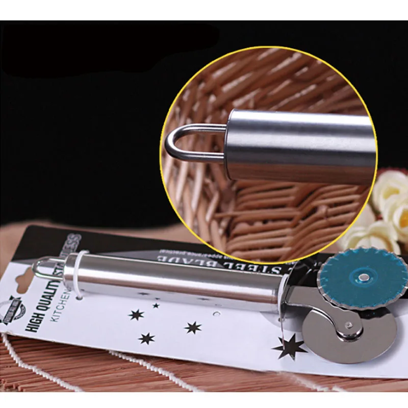 1 шт Двойные головки для пиццы Нержавеющая сталь Ножи ролика тесто обжимных