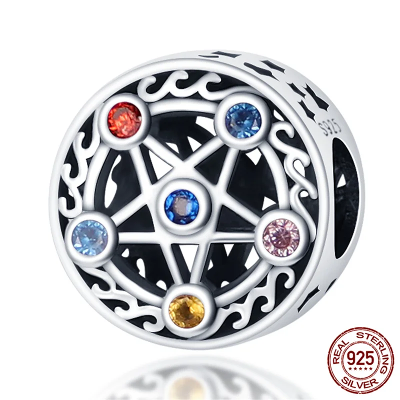 Серебряный цвет синий цветок и синее сердце подходит для оригинального браслета