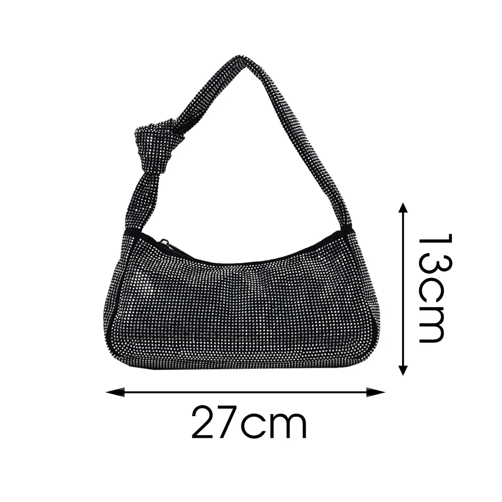 

TTOU Handbags Fashion Bright Diamond Women shoulder bags New PU Leather Solid Color Zipper Underarm Purse Clutch Bolsas