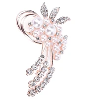 fashion elegant rhinestone crystal flower simulated pearl brooch for women party wedding bridal jewelry bijoux