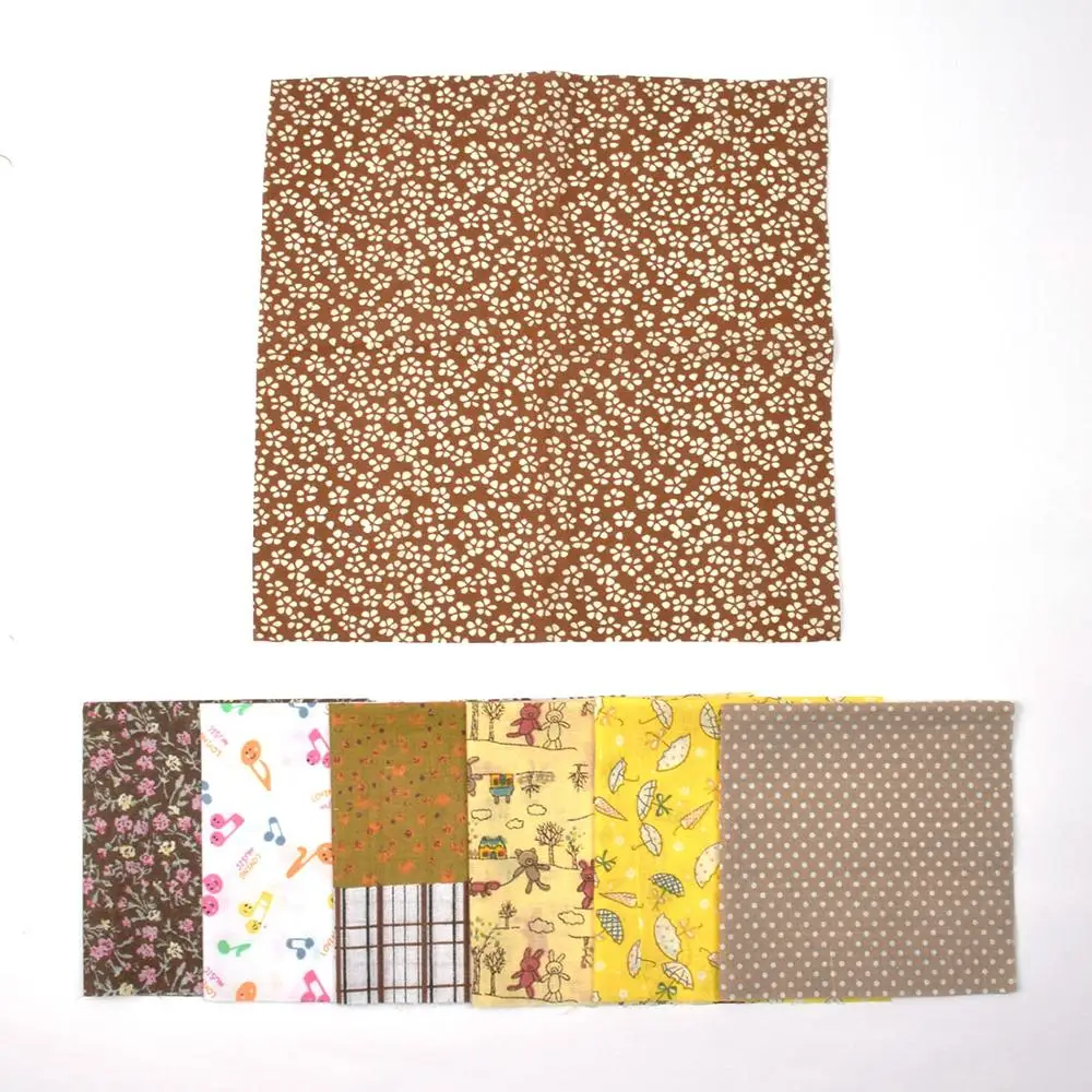 DIY 7 шт./лот 25x25 см желтый кофе мульти Pattern100 % хлопок Pur-cut Лоскутная Ткань Набор для