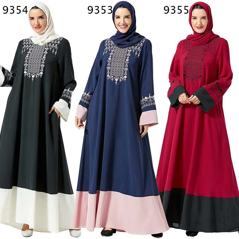 Элегантное мусульманское платье макси с вышивкой, абайя, хиджаб, длинное платье, платья, кимоно, Ближний Восток, ИД Рамадан, Арабская Исламск...