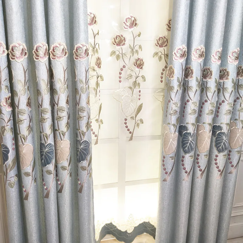 Современные китайские шторы с вышивкой для гостиной столовой спальни.|Занавески|