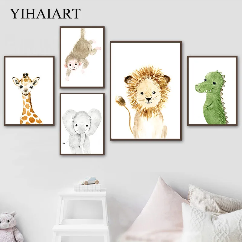 

Cute Cartoon Animal Lion Monkey Baby Nursery Poster Canvas Art Print Wall Painting Nordic Kids Child Bedroom Decoration Picture