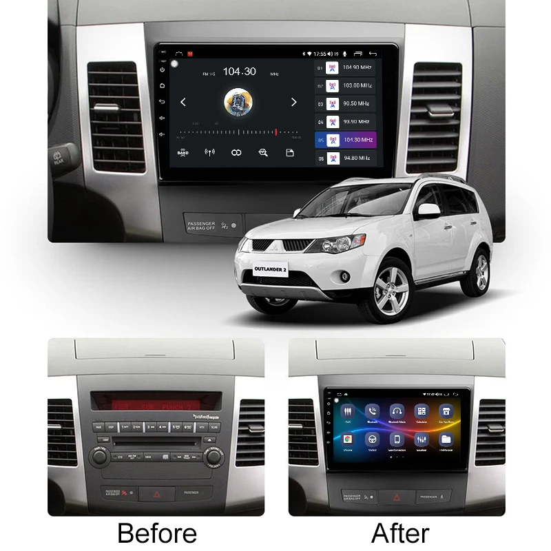 FUNROVER android10.0 автомобильный dvd gps мультимедийный плеер радио для MMitsubishi Outlander 2006 2014