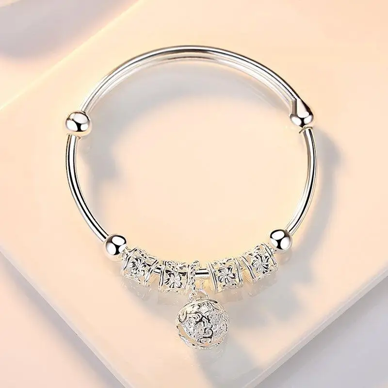 Модное серебряное 925 пробы Серебряное очарование искусственный камень браслет