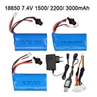 Аккумулятор 7,4 в 1500 мА  ч2200 мА  ч3000 мА  ч 18650 для WPL MN99S D90 U12A S033g Q1 H101 SM 7,4 В, аккумулятор для радиоуправляемых лодок, машин, танков, дронов