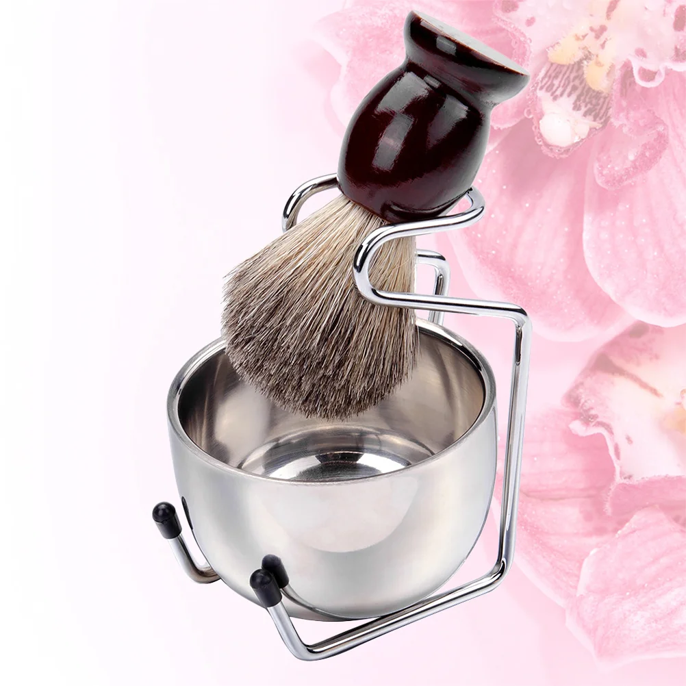 

3PCS Professional Beard Brush Storage Rack Shaving Brush Shaving Bowls Soap Bowl Prcatical Beard Brush Set for Home